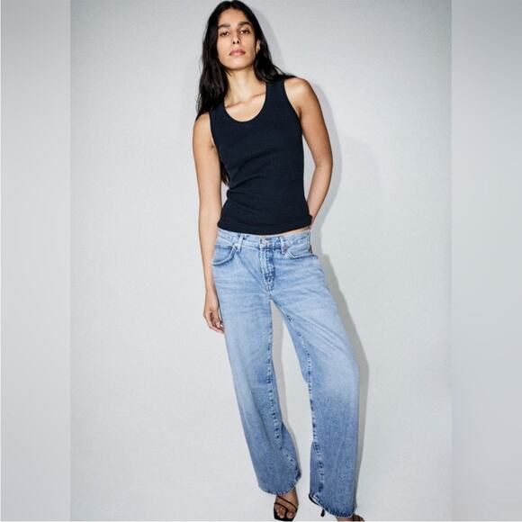 Agolde Organic Cotton Blue Wash Fusion Wide Straight Leg Jeans Renounce 31 - Picture 1 of 7